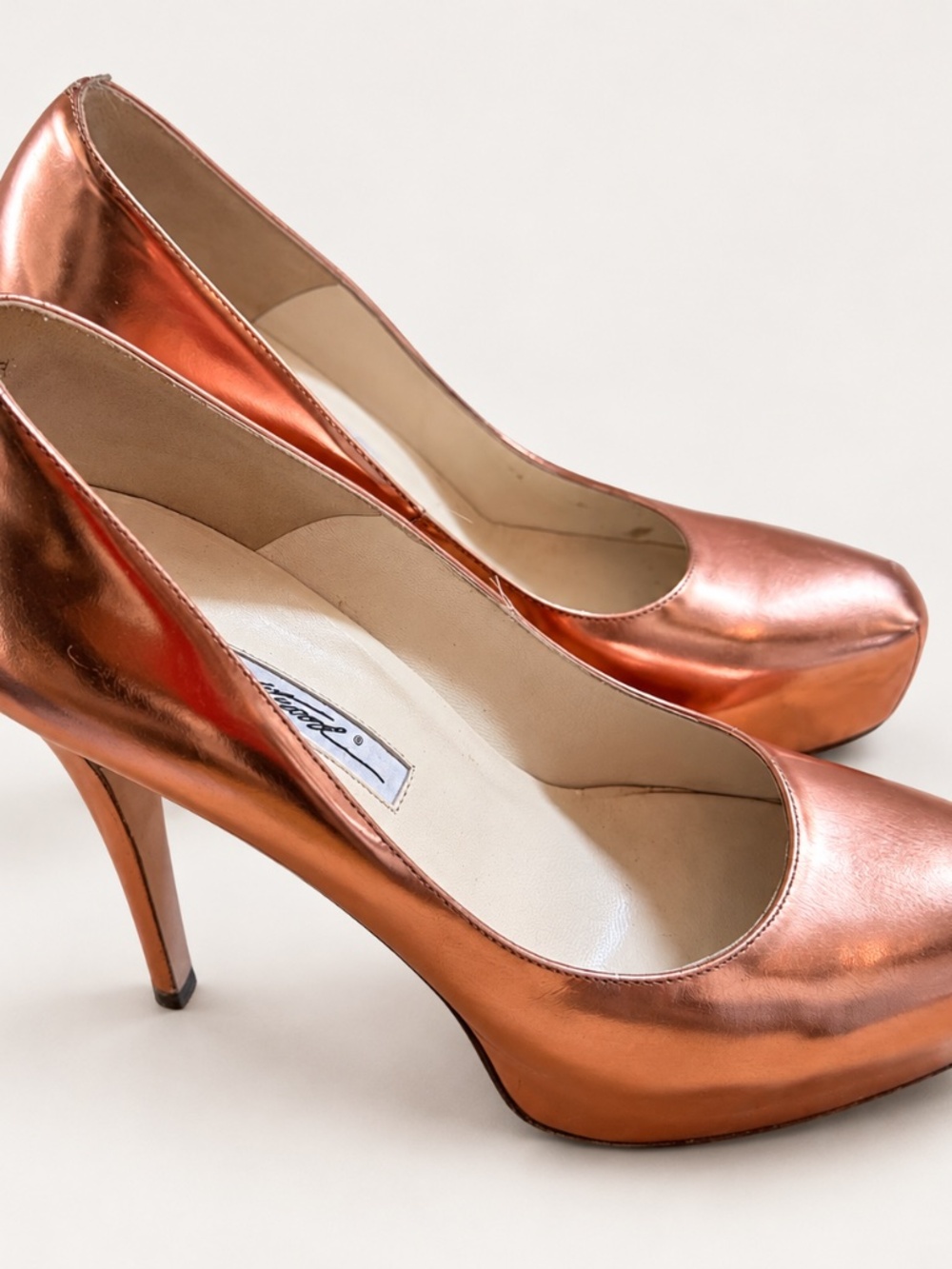 Brian Atwood Maniac 120 Rose Gold Platform Pumps 39.5 with Dustcovers